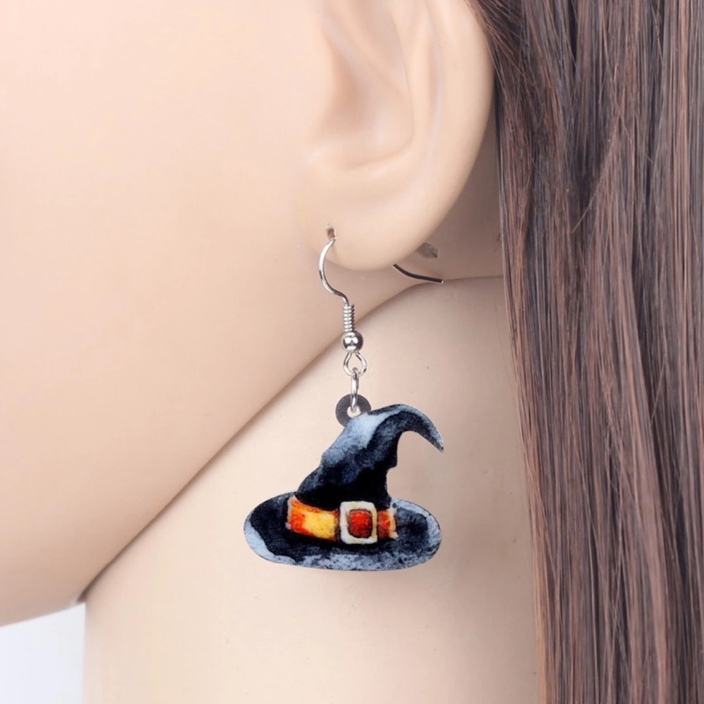 Witch Hat Acrylic Earrings Halloween